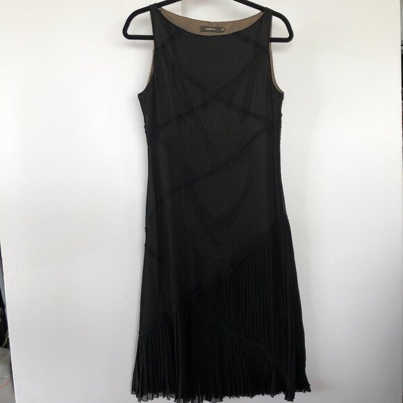 SANDWICH Vintage 90βs Black Silk Reminiscent Art Deco Flapper Sheath Dress EU38 - Picture 2 of 16